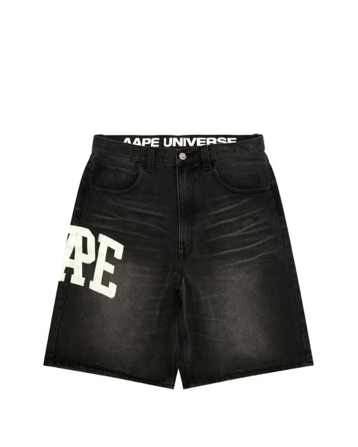 Aape By A Bathing Ape Black Shorts En Coton À Logo Graphique for men