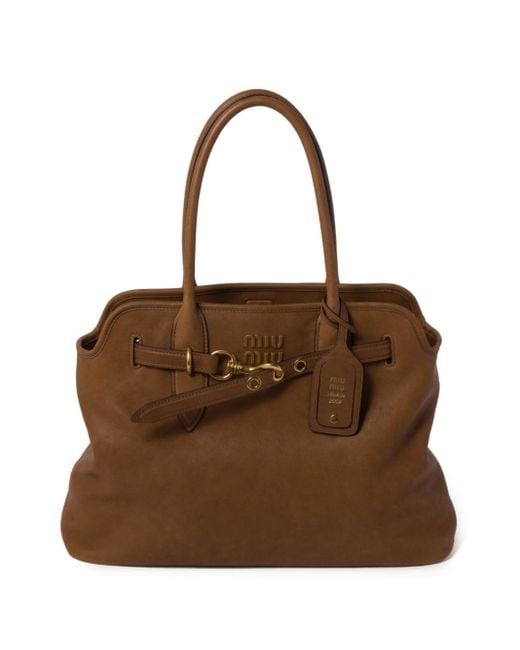 Miu Miu Brown Nappa-leather Tote Bag
