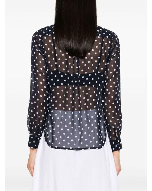Polka dot-print semi-sheer blouse di Comme des Garçons in Black