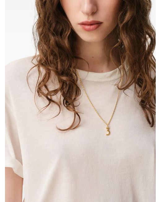 AMI White Hammered Number Pendant Necklace