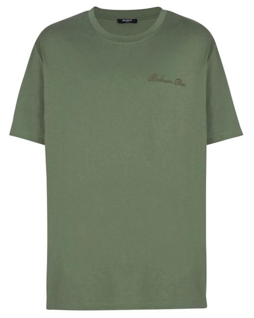 Camiseta Logo Algodón Balmain de hombre de color Green