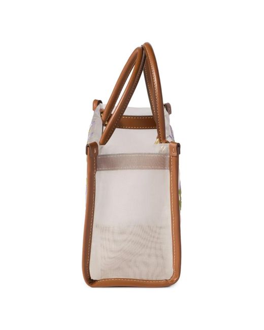 Miu Miu White Embroidered Mesh Top-Handle Bag