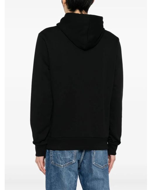 Paul Smith Black Logo-Print Organic Cotton Hoodie for men