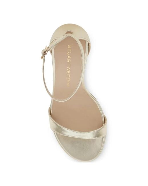 Stuart Weitzman Metallic Platform Heels Nudist Platform Leather