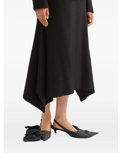 Erdem Black Side-Draped Woo Midi Skirt