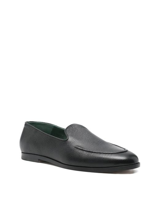 VINNY'S Black Marcel Grained-Leather Loafers for men