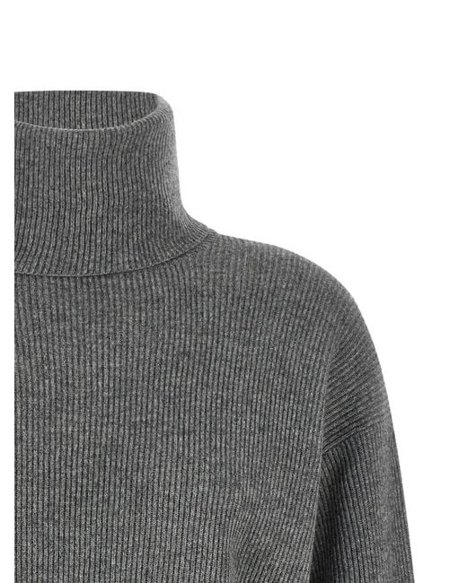 Brunello Cucinelli Gray Monile Ribbed Sweater