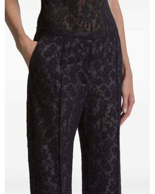 Alberta Ferretti Black Floral-Pattern Trousers