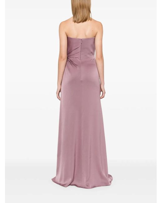 Alex Perry Purple Twist-Detail Satin Gown