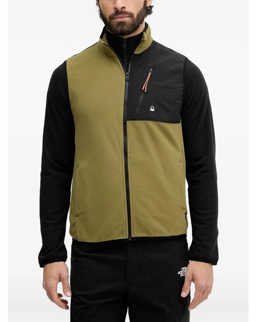 Benetton Green Polartec Two-Tone Zip-Up Gilet for men