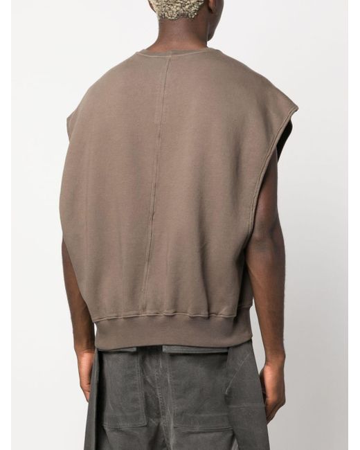 Rick Owens Gray Tatlin Sleeveless Cropped Sweatshirt for men