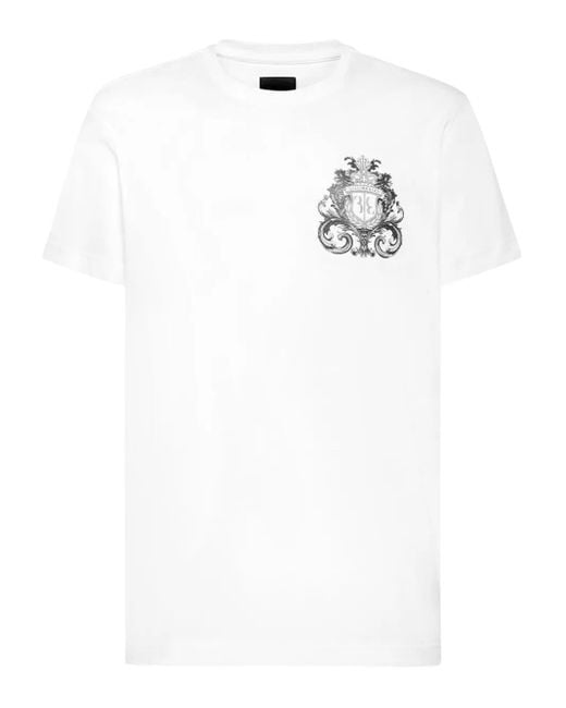 Billionaire White Crest-Print T-Shirt for men