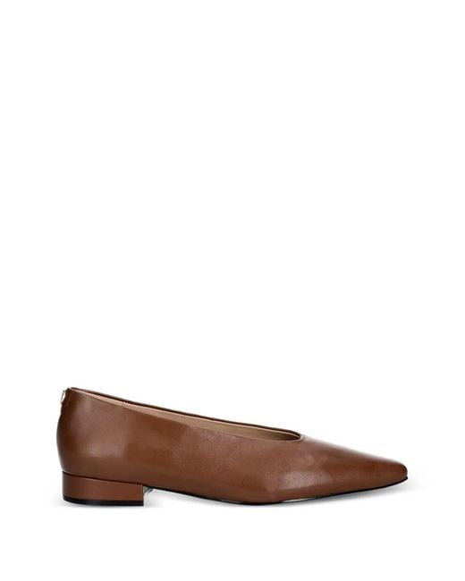 Furla Brown Pointed-Toe Leather Ballet Flats