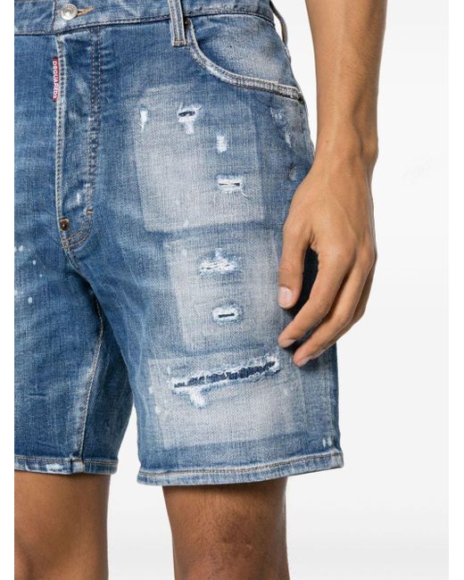Pantalones vaqueros cortos con efecto envejecido DSquared² de hombre de color Blue
