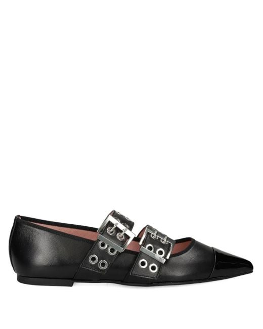Pretty Ballerinas Black Buckle Eyelet Ballet Flats