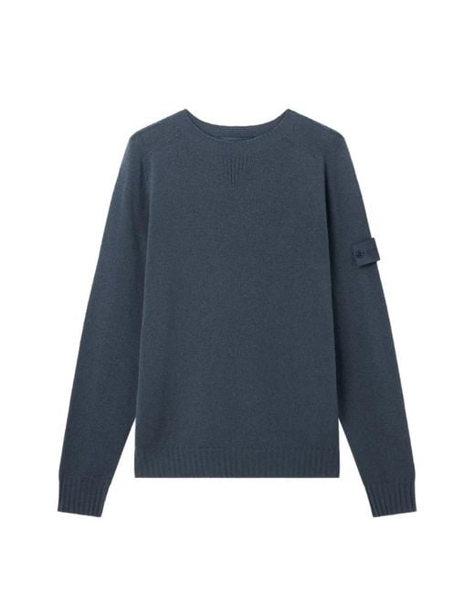 Stone Island Blue Patch Crewneck Sweater for men