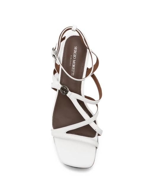 SERGIO MORETTI FIRENZE White Strappy Geometric-Heel Sandals