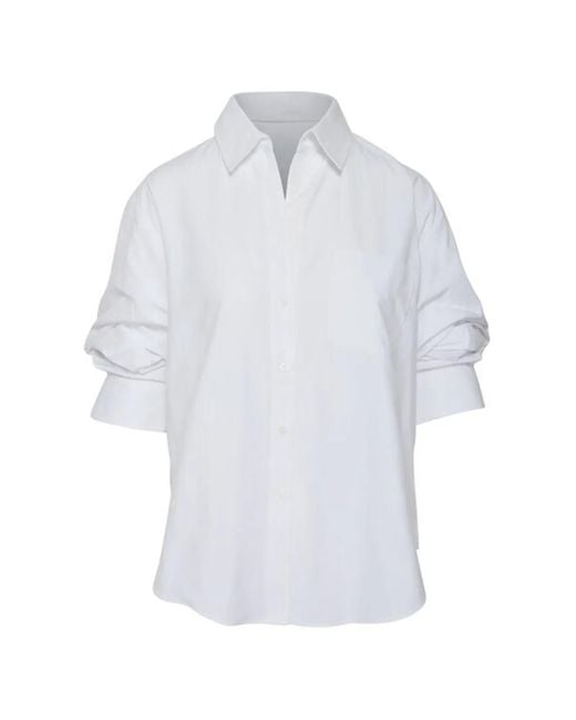 Brochu Walker White Pia Ruched-Sleeve Shirt