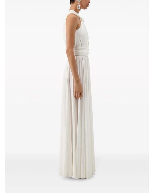 Giambattista Valli White Cotton Jersey Halter Neck Long Dress