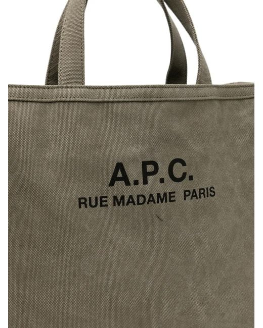 A.P.C. Green Logo-Print Shoulder Bag for men