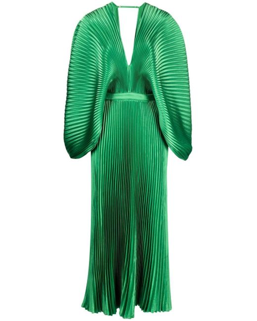 L'idée Green Versaille Pleated Gown