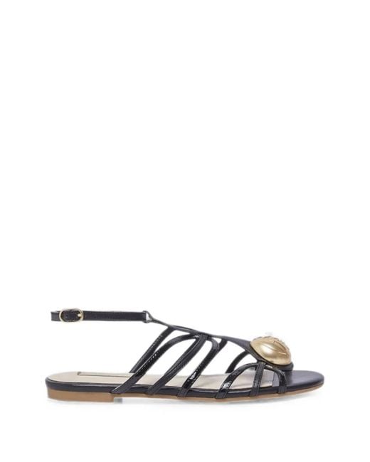 Liu Jo White Logo-Plaque Caged Sandals