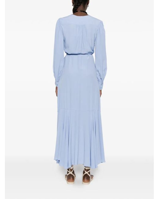 Twinset Blue Robe Portefeuille À Volants