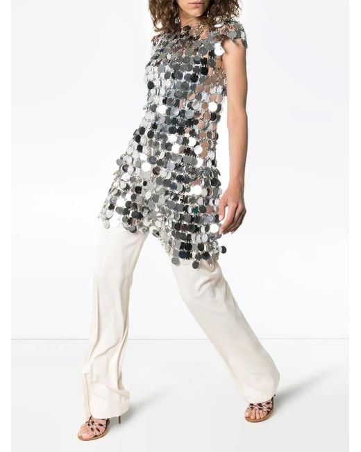 Rabanne Metallic Sequin Chain-Disc Mini Dress
