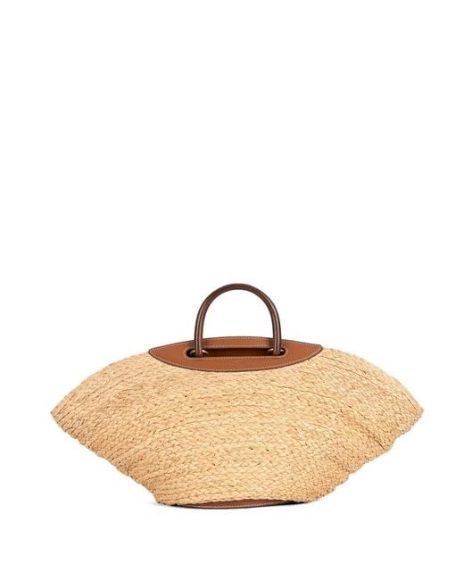Cult Gaia Natural Wanda Leather-Trim Tote Bag