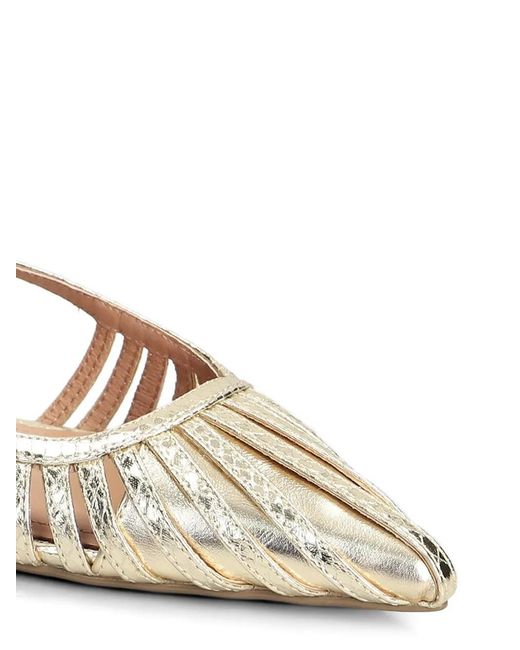 Bibi Lou White Snakeskin-Effect Cage-Detail Ballet Flats