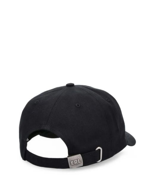 ERL Black Embroidered-Logo Baseball Cap