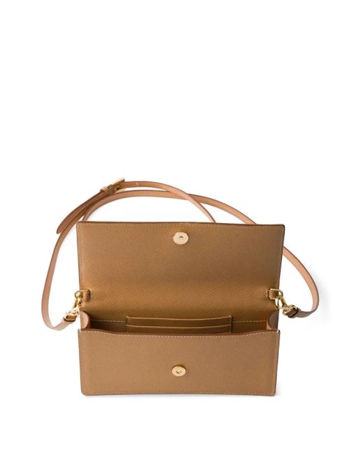 Mini Sac En Cuir À Plaque Logo Prada en coloris Brown