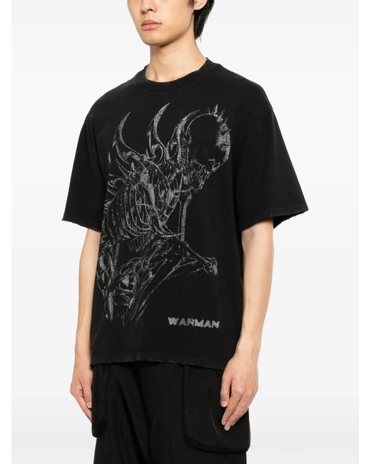 WARMAN Black Graphic Print T-shirt for men