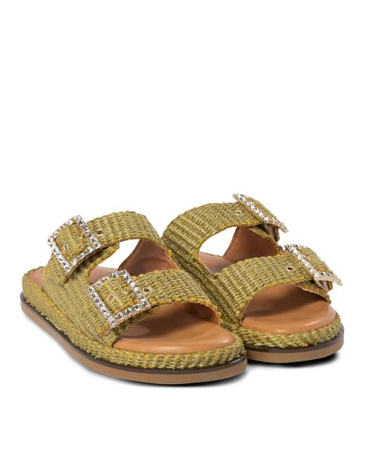 Alibi Green Double-Buckle Sandals