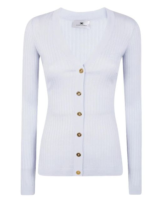 Cárdigan de canalé con botones Elisabetta Franchi de color Blue