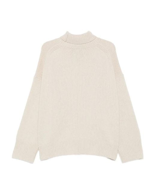 Soeur White Roll-Neck Wool Sweater