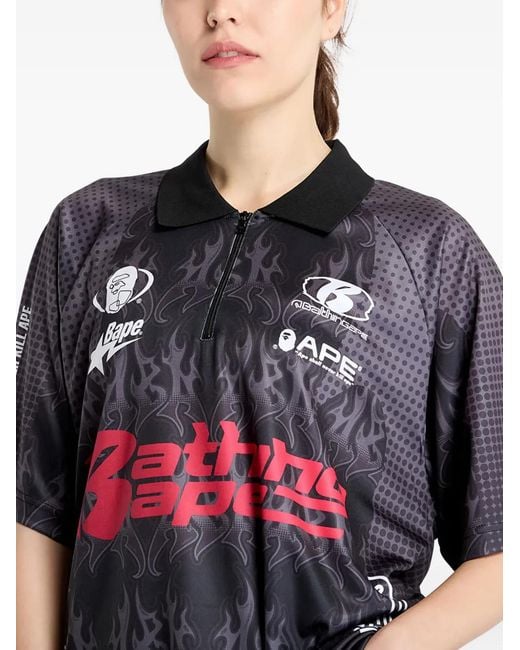 A Bathing Ape Black Flame-Print T-Shirt