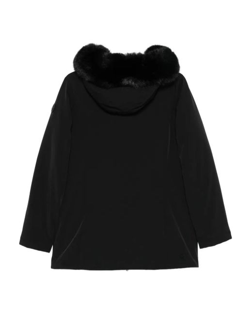 Colmar Black Faux Fur-Trimmed Hooded Coat