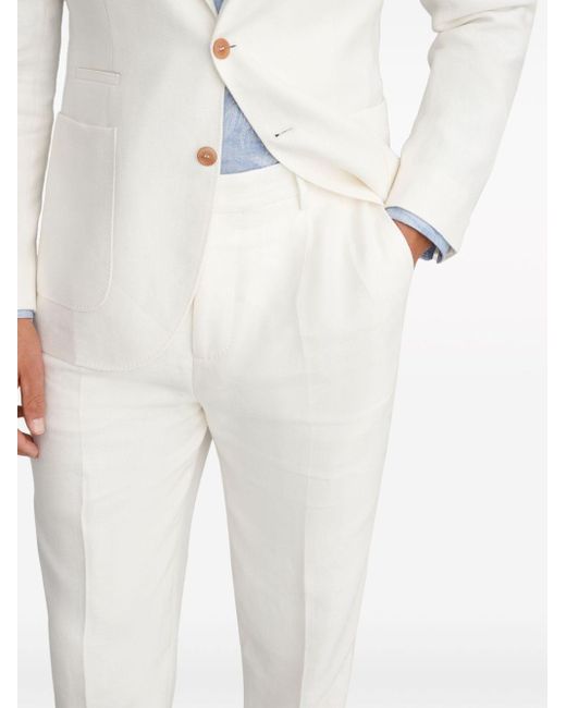 Brunello Cucinelli White Tapered Linen-blend Trousers for men