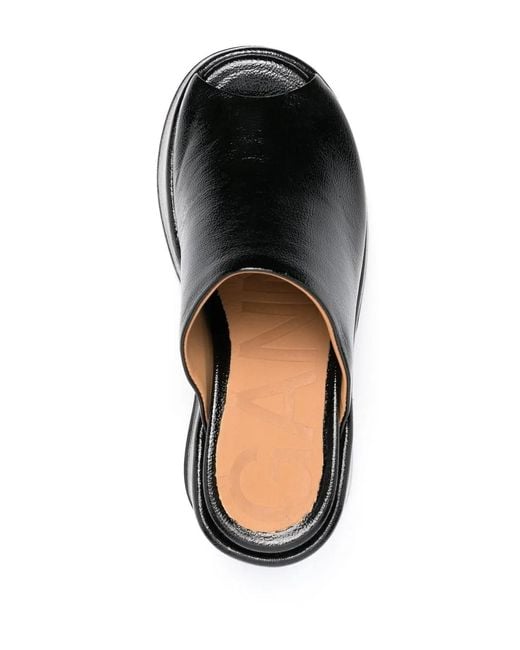Ganni Black 95Mm Leather Sandals