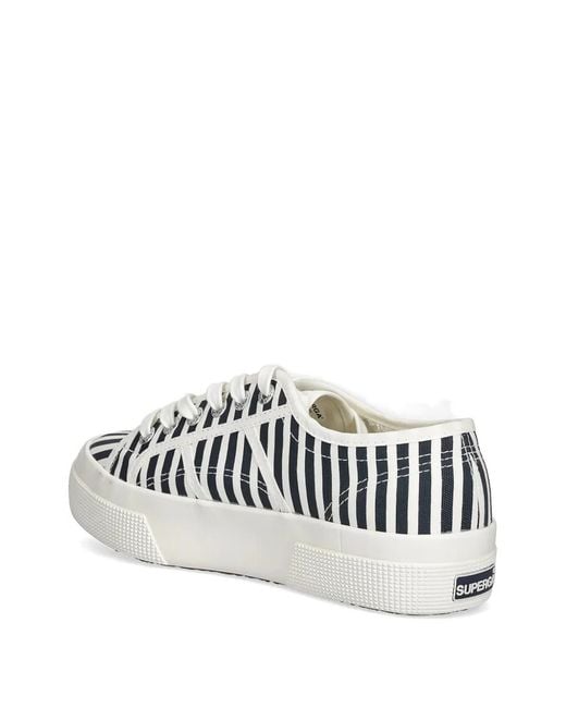 Superga White 2740 Striped Platform Sneakers