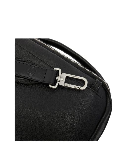 Piquadro Black Logo-Plaque Shoulder Bag for men