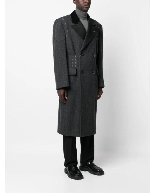 Maison Margiela Black Work-In-Progress Double-Breasted Coat