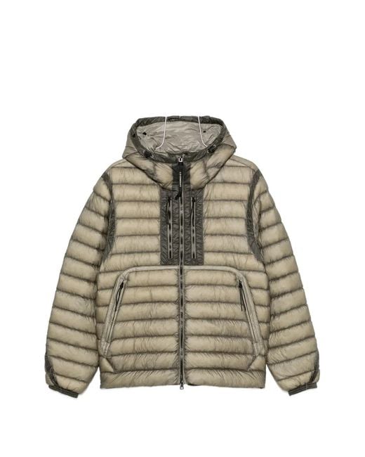 C P Company Natural Goggle-Detail Quilted Jacket for men