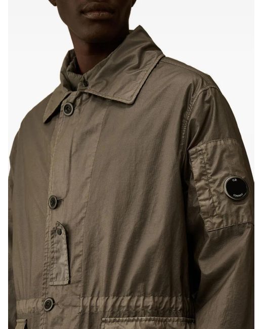 C P Company Gray Button Patch-Pocket Coat for men