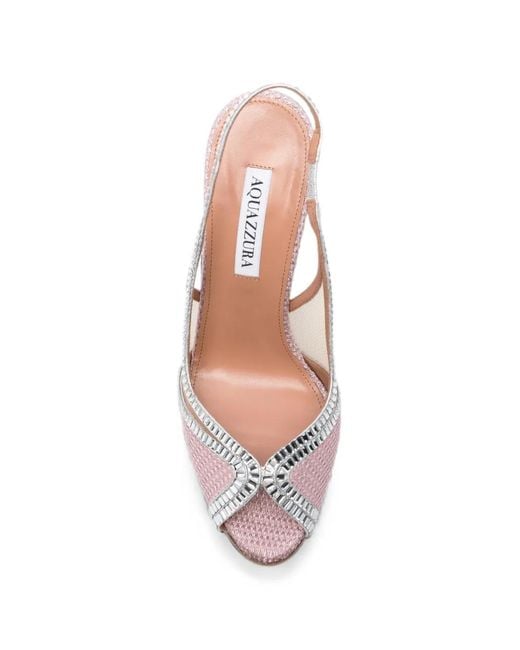 Aquazzura Pink Wild Aurora Crystal-Embellished Heeled Sandals