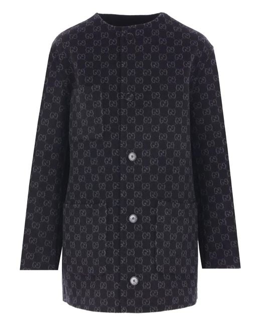 Gucci Blue Single-Breasted Wool Coat