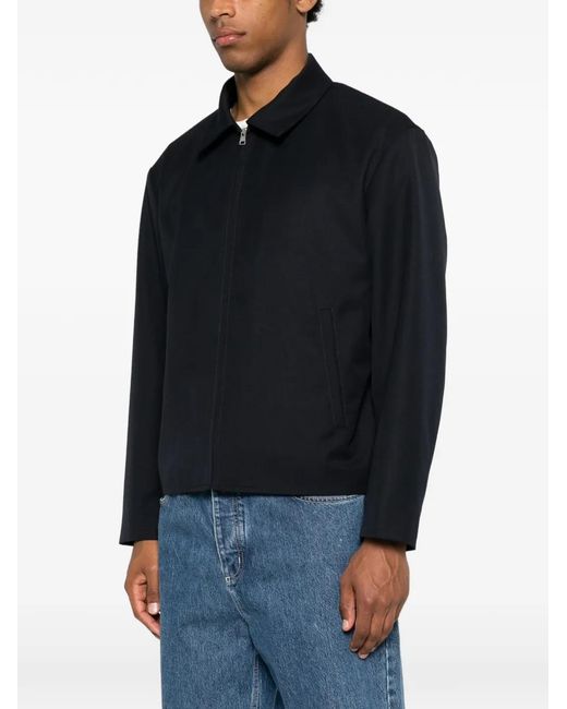 Sandro Black Zip-Up Wing-Collar Jacket for men