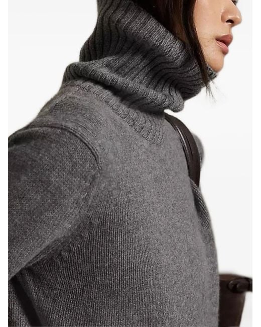 Polo Ralph Lauren Black Roll-Neck Ribbed-Trim Sweater