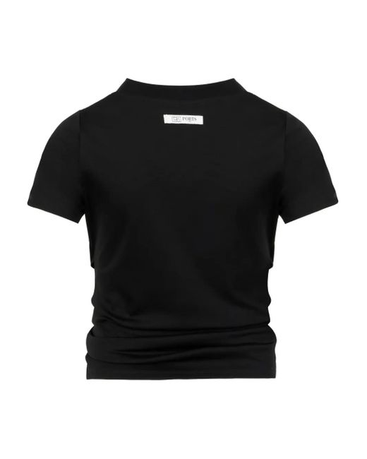 Ports 1961 Black Logo-Appliqué Cotton T-Shirt